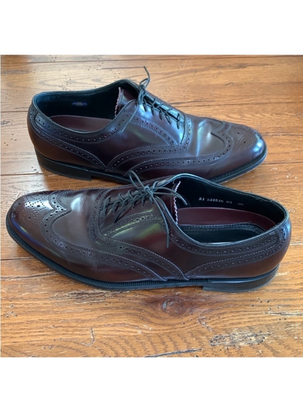 Florsheim Wingtip Oxford Lace-up Shoes Men’s Burgundy Leather Size 12 3E Width